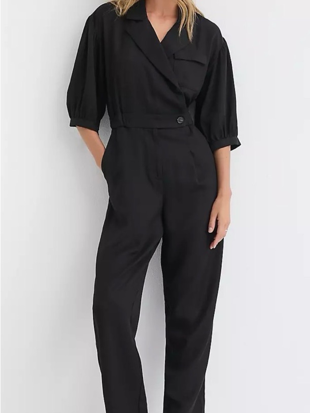Petite Black Jumpsuit - Women's One-Piece - Picture 2 of 4